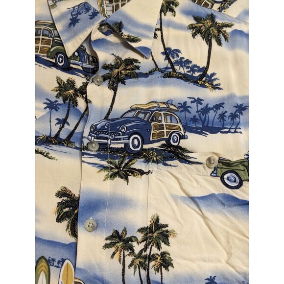 Campia Moda Hawaiian Shirt Mens XL XLarge Rayon Short Sleeve Surfing Cars Palms - Picture 4 of 11